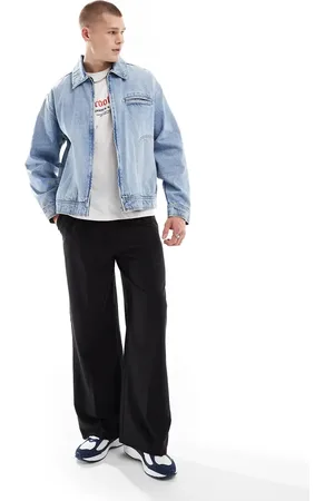 ASOS Chaqueta vaquera azul extragrande de estilo worker con lavado claro de