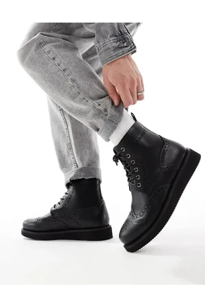 ASOS Botas negras de estilo Oxford con cordones y suela de cuña de