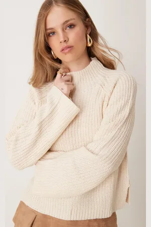JDY Jersey color de cuello alto con abertura lateral de -Blanco