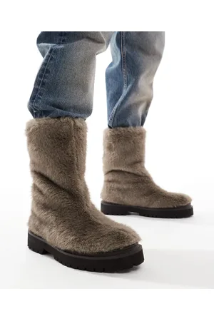 ASOS Botas marrones sin cierres de piel sintética de