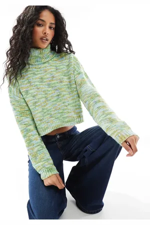 ONLY Jersey corto en tonos verdes con cuello vuelto de