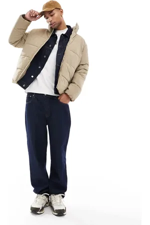 Only & Sons Chaqueta color crema acolchada con cuello alzado de -Blanco