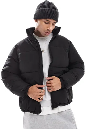Only & Sons Chaqueta acolchada negra de corte cuadrado extragrande de