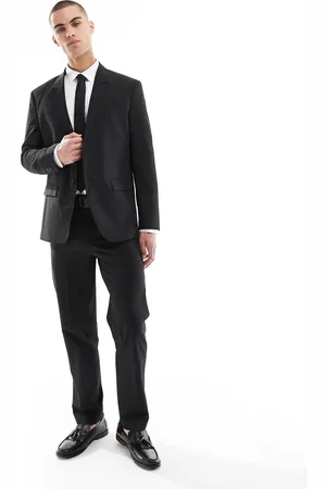 JACK & JONES Pantalones de traje negros de corte estándar de