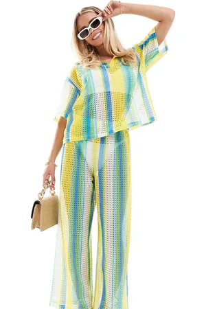 Extro & Vert Petite Pantalones multicolores a rayas de croché de (parte de un conjunto)