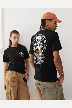 Vans Camiseta negra con estampado trasero de calavera Bucket List de
