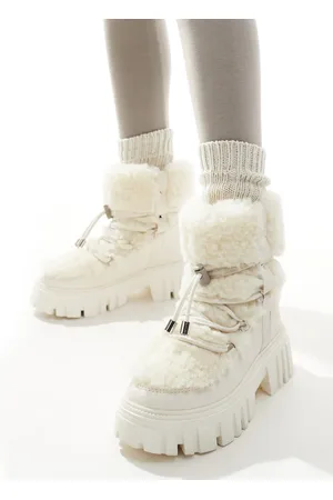 South Beach Botas color con cordones y suela gruesa de piel sintética de -Blanco