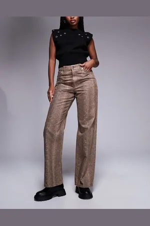 River Island Vaqueros marrones con estampado de serpiente de