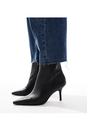 ASOS Botas negras de tacón medio con puntera fina de cuero Replay de -Negro