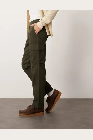 MANGO Pantalones cargo marrones de pernera recta con detalle de bolsillo de