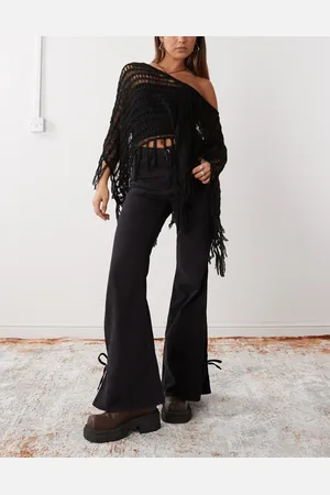 Monki Pantalones lavado de pernera ancha con detalle de lazada de