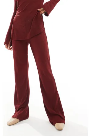ONLY Pantalones texturizados de talle alto de (parte de un conjunto)-Rojo