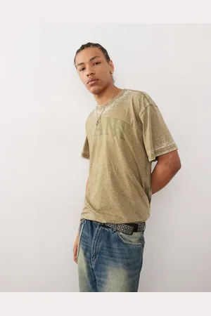 Karl Kani Camiseta oliva con texto con serifa de devoré de