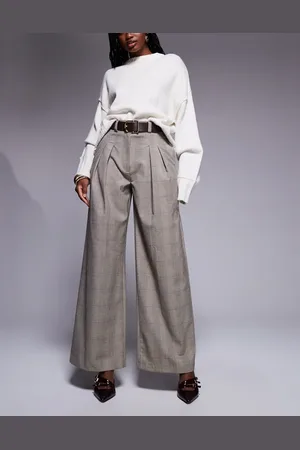 River Island Pantalones a cuadros de pernera ancha de