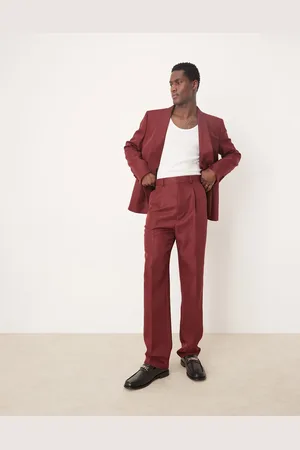 ASOS Pantalones de traje de pernera recta de satén mate de -Rojo