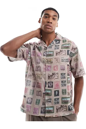 Viggo Camisa holgada con estampado de postales de