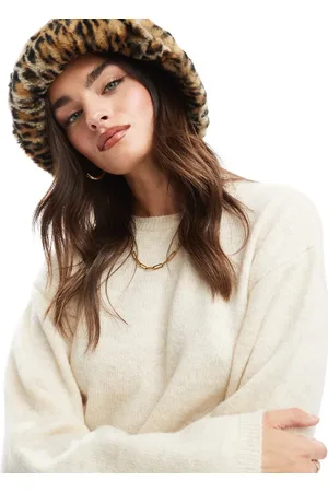 ASOS Sombrero de pescador con diseño de leopardo de piel sintética de