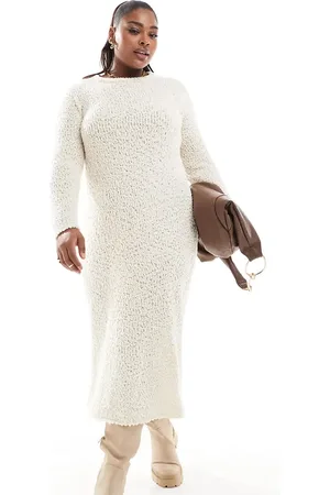 ONLY Vestido semilargo color crema de punto texturizado de -Beis neutro