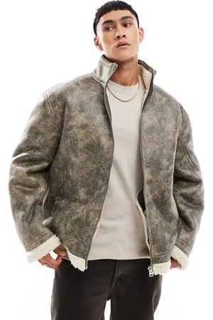 ASOS Chaqueta de aviador lavado extragrande de cuero sintético de