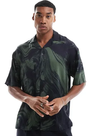 Viggo Camisa verde oscuro holgada con estampado ondulado de