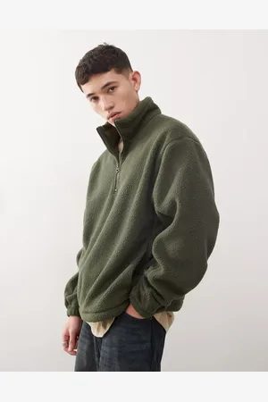 Weekday Sudadera polar con media cremallera de borreguito Travis de -Verde