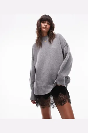Topshop Jersey extragrande con costuras en contraste de mezcla de lana premium de