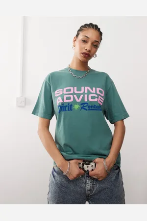 Obey Camiseta verde con estampado gráfico Sound Advice de