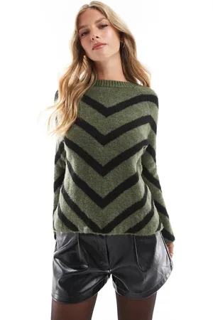 ONLY Jersey a rayas de punto de -Gris