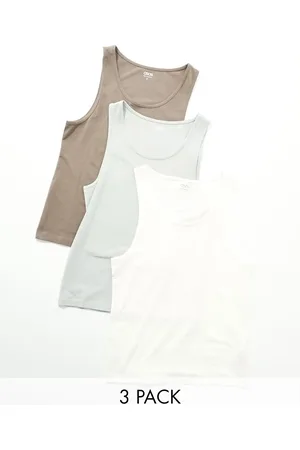 ASOS Pack de 3 camisetas de varios colores ajustadas sin mangas de