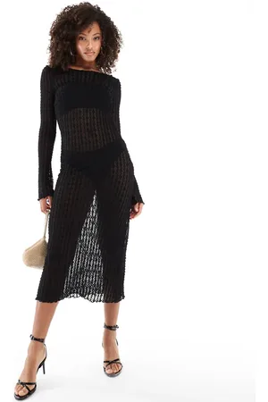 ONLY Vestido midi de encaje transparente de
