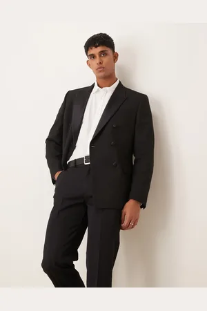 ASOS Americana de esmoquin negra de corte slim con doble botonadura de