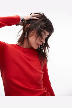 Topshop Camiseta roja de manga larga Everyday de