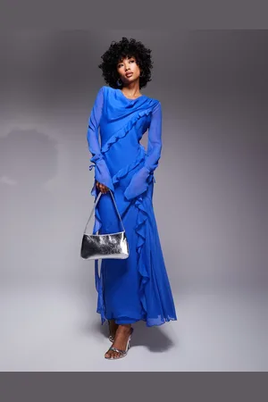 DASKA Vestido largo con volantes de chifón de