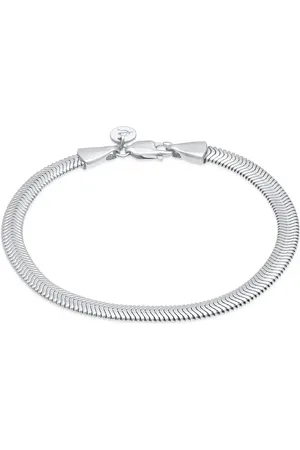 Elli Pulsera plateada elegante de cadena de serpiente plana con diseño de plata de ley 925 Herringbone Trend de