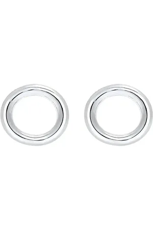 Elli Pendientes de botón plateados básicos con diseño geométrico circular minimalista de plata de ley 925 para mujer de