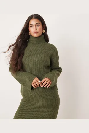 VILA Jersey caqui con cuello vuelto de punto de (parte de un conjunto)-Verde