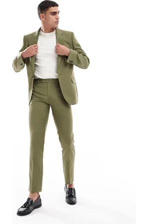 ASOS Pantalones de traje verdes de corte slim de tejido microtexturizado de