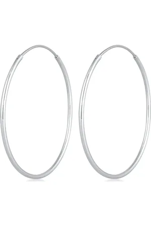 Elli Pendientes de aro plateados clásicos básicos de estilo criollo de plata de ley 925 de