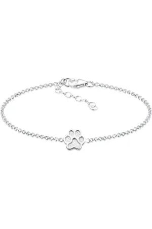 Elli Pulsera plateada básica con colgante de pata de plata de ley 925 de