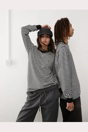 Obey Camiseta negra a rayas de manga larga Established Works Eyes de