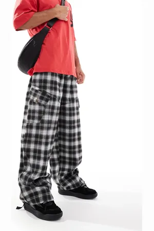 COLLUSION Pantalones a cuadros gris sombra holgados de