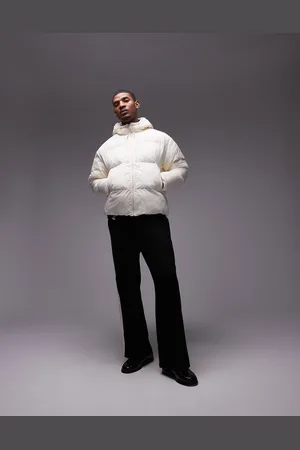 Topman Chaqueta color acolchada con capucha de tejido texturizado de -Beis neutro