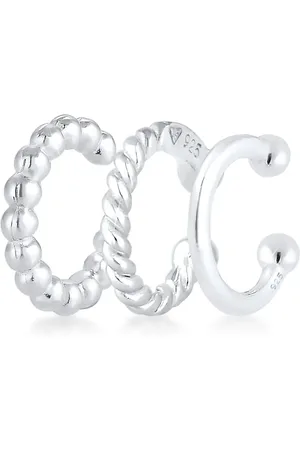 Elli Set de ear cuffs plateados con diseño geométrico minimalista de plata de ley 925 de
