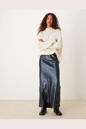 Miss Selfridge Falda larga metalizado de