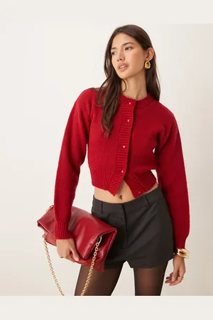 Glamorous Cárdigan rojo entallado con botones en forma de corazón de