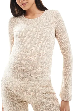 Mama;licious Top beis jaspeado de punto acanalado de Mamalicious Maternity (parte de un conjunto)-Beis neutro