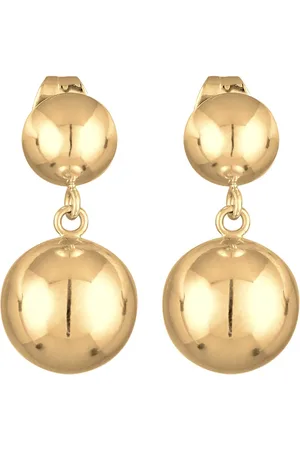 Elli Pendientes dorados de tendencia con diseño geométrico y colgante de esfera de