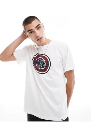 Pretty Green Camiseta blanca con detalle de parche Live Forever de -Verde