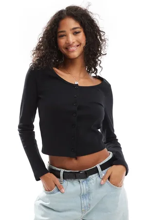 ASOS Cárdigan de manga larga con cuello ancho de