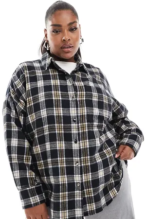 ASOS Camisa Oxford negra y crema a cuadros de franela de ASOS DESIGN Curve-Multicolor